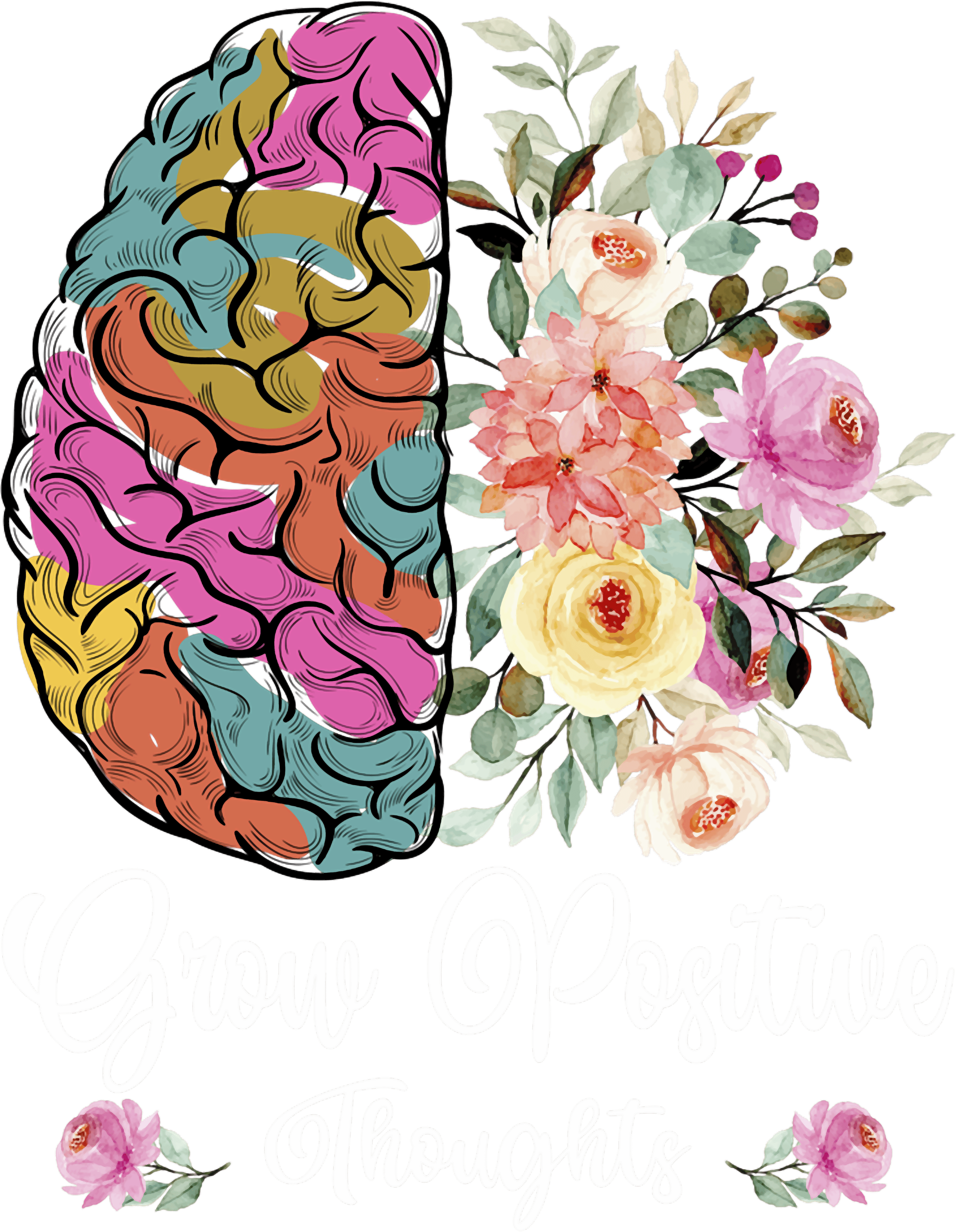 Grow Positive Thoughts Brain DTF Transfer